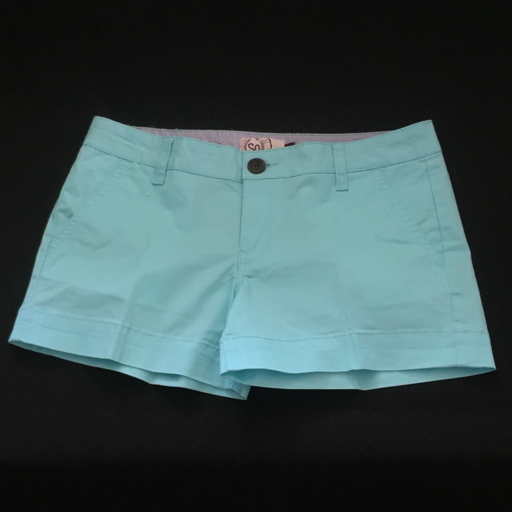 SO Turquoise cotton chino shorts. Sz 9-Small NWOT.